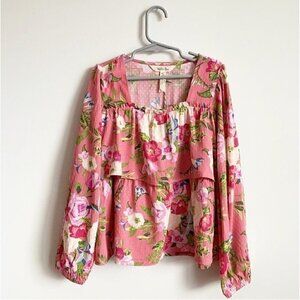 NWT Matilda Jane Girl Always Blooming Floral Pink Top Blouse